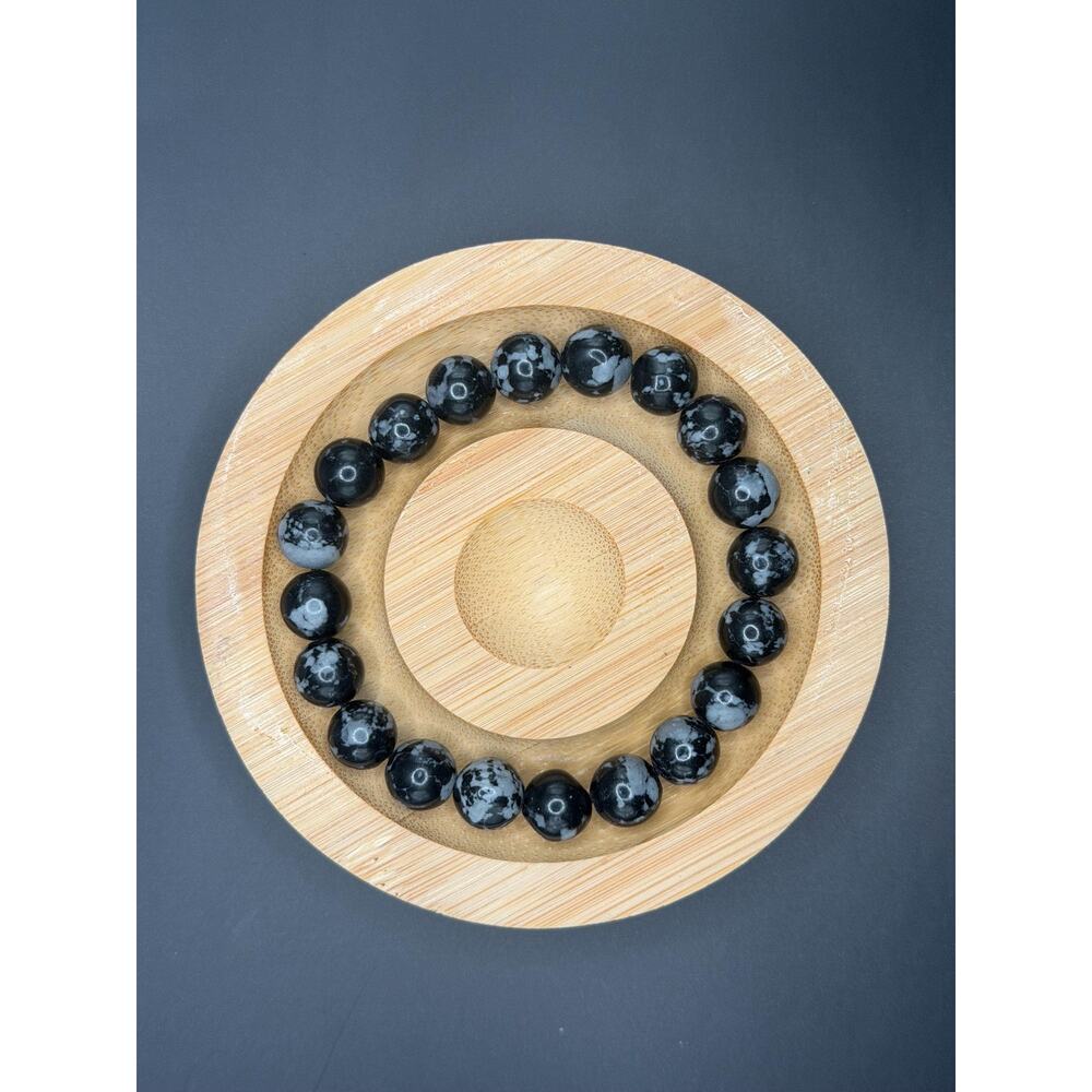 Snowflake Obsidian 9mm Bracelet
